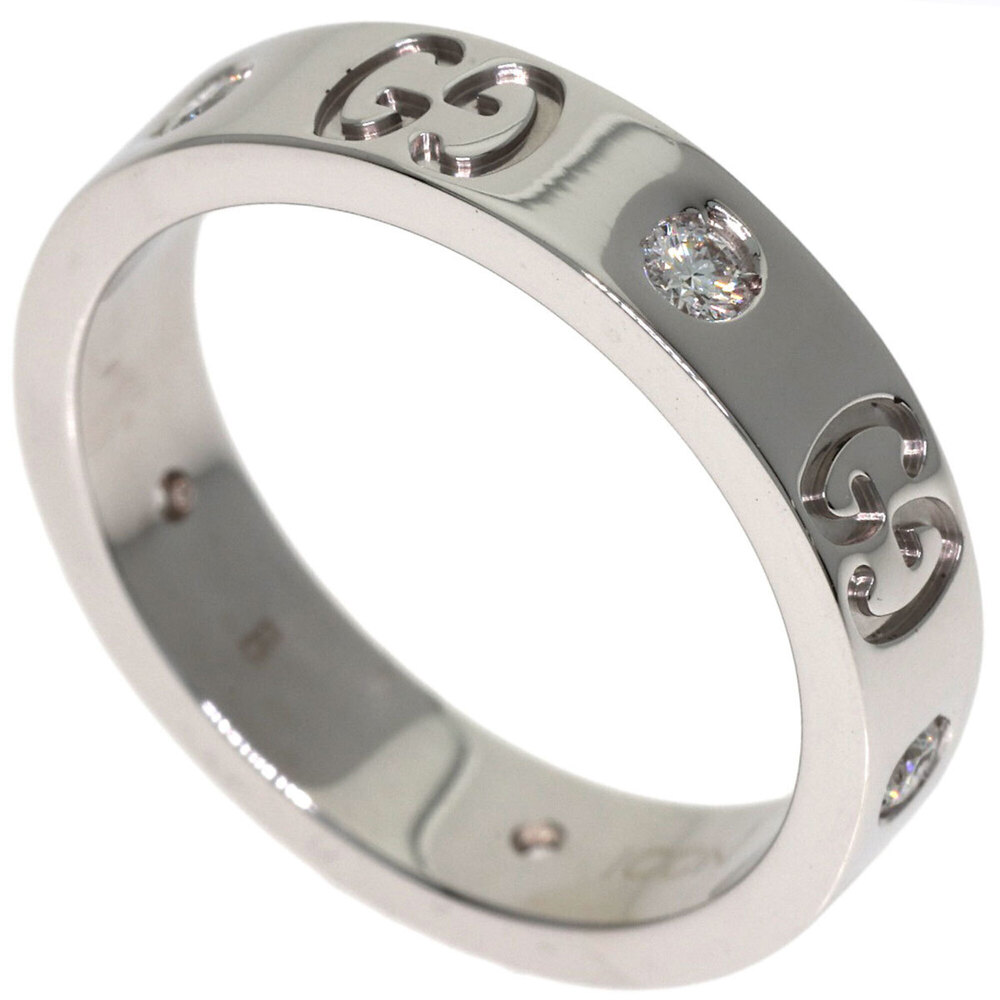 Gucci Icon 5P Diamond Ring #8 18K White Gold Women's GUCCI